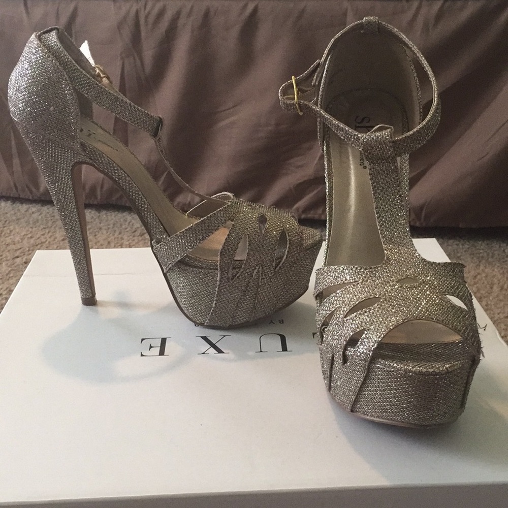 Gold glitter platforms